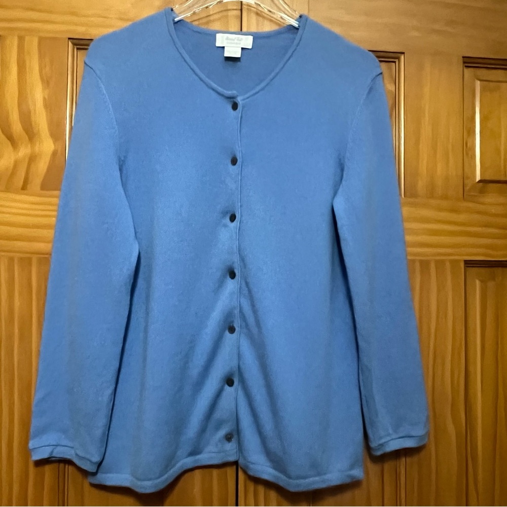 Marshall Fields Blue Cashmere Cardigan Sweater Size Large